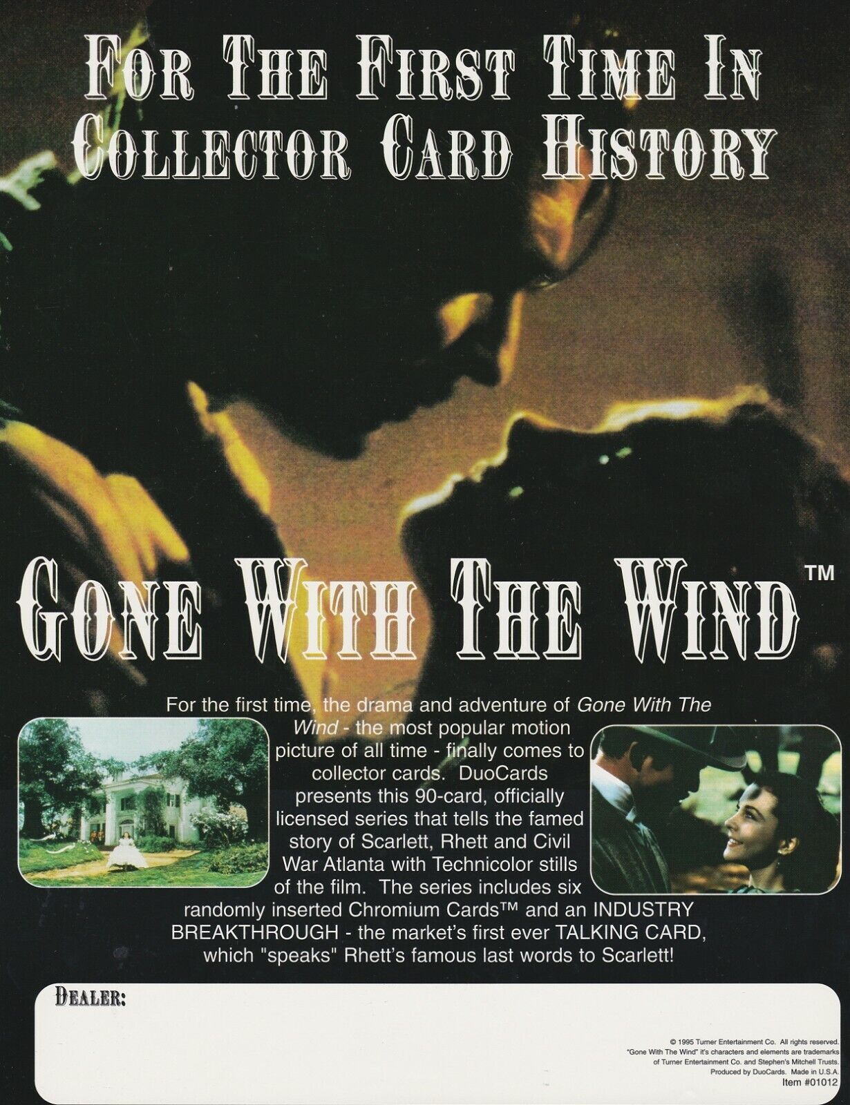 1995 GONE WITH THE WIND DEALER SELL SHEET 1-SIDED
