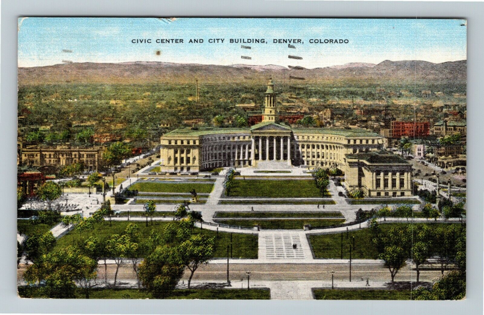 Denver CO-Colorado, Civic Center & City Building, c1957 Vintage Postcard