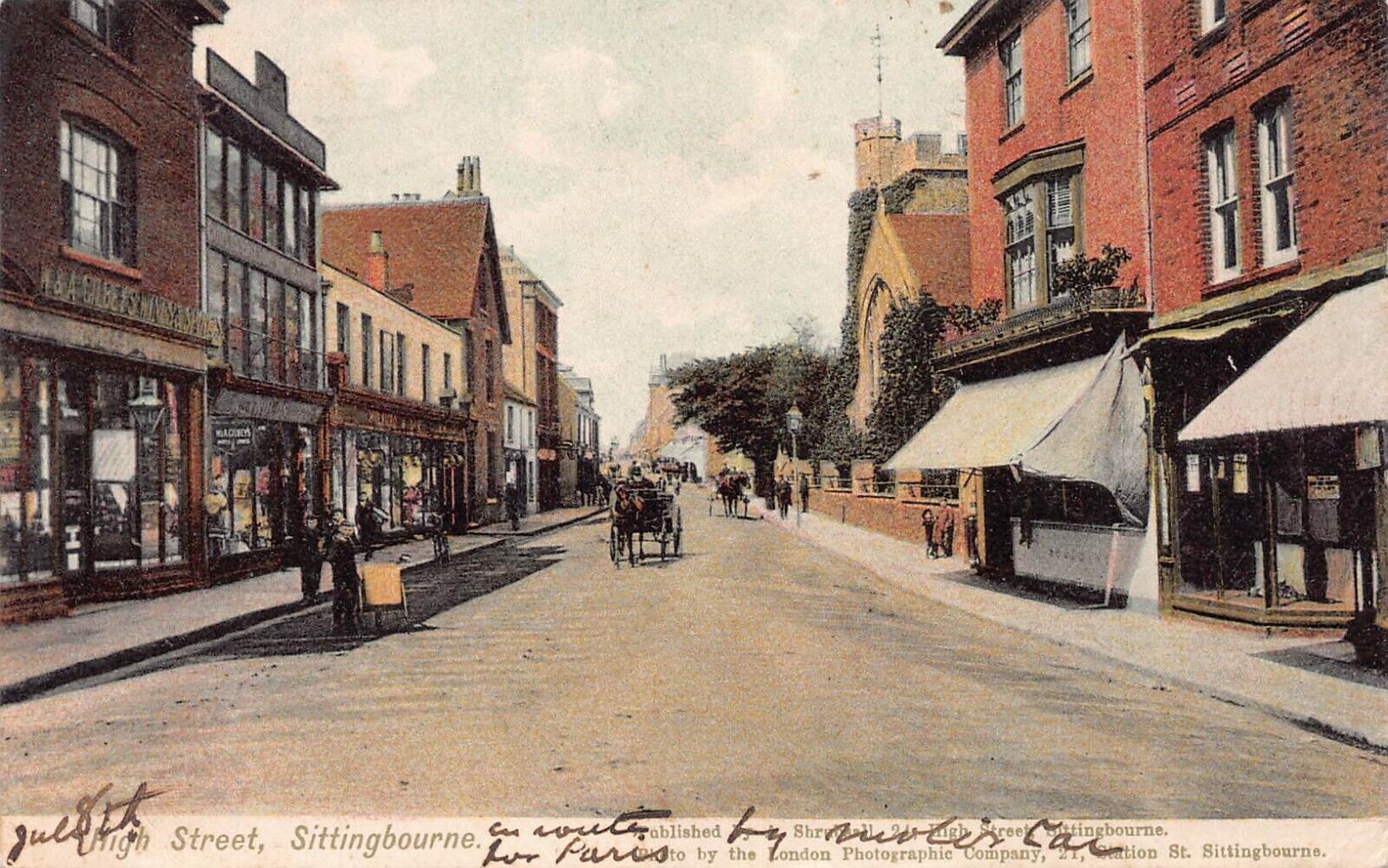 High Street, Sittingbourne, England, Great Britain, Early Postcard, Used in 1906