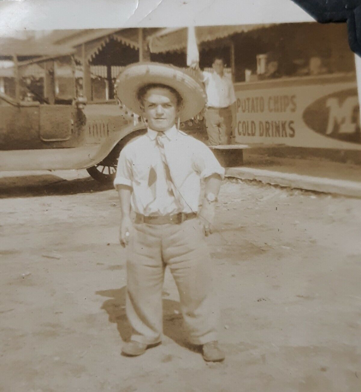 vintage photo Dwarf man named Bennie Mexican hat 1930s