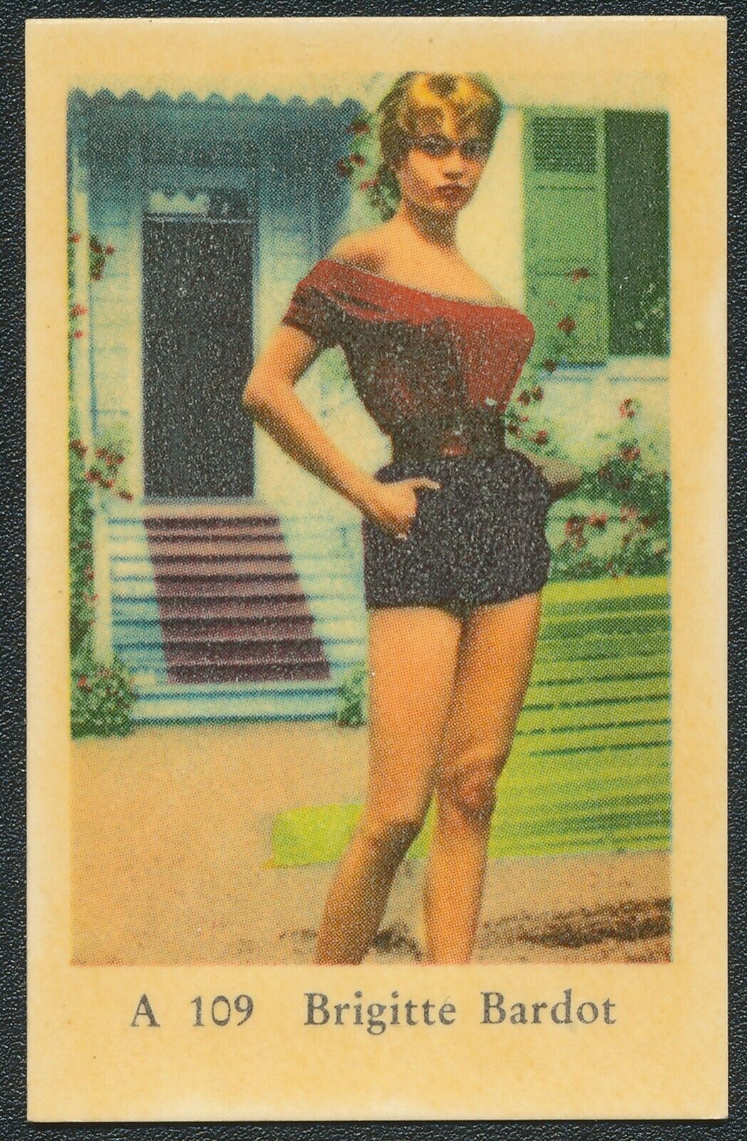 1959 BRIGITTE BARDOT TV & MUSIC STARS DUTCH GUM CARD A #109 EX/MT