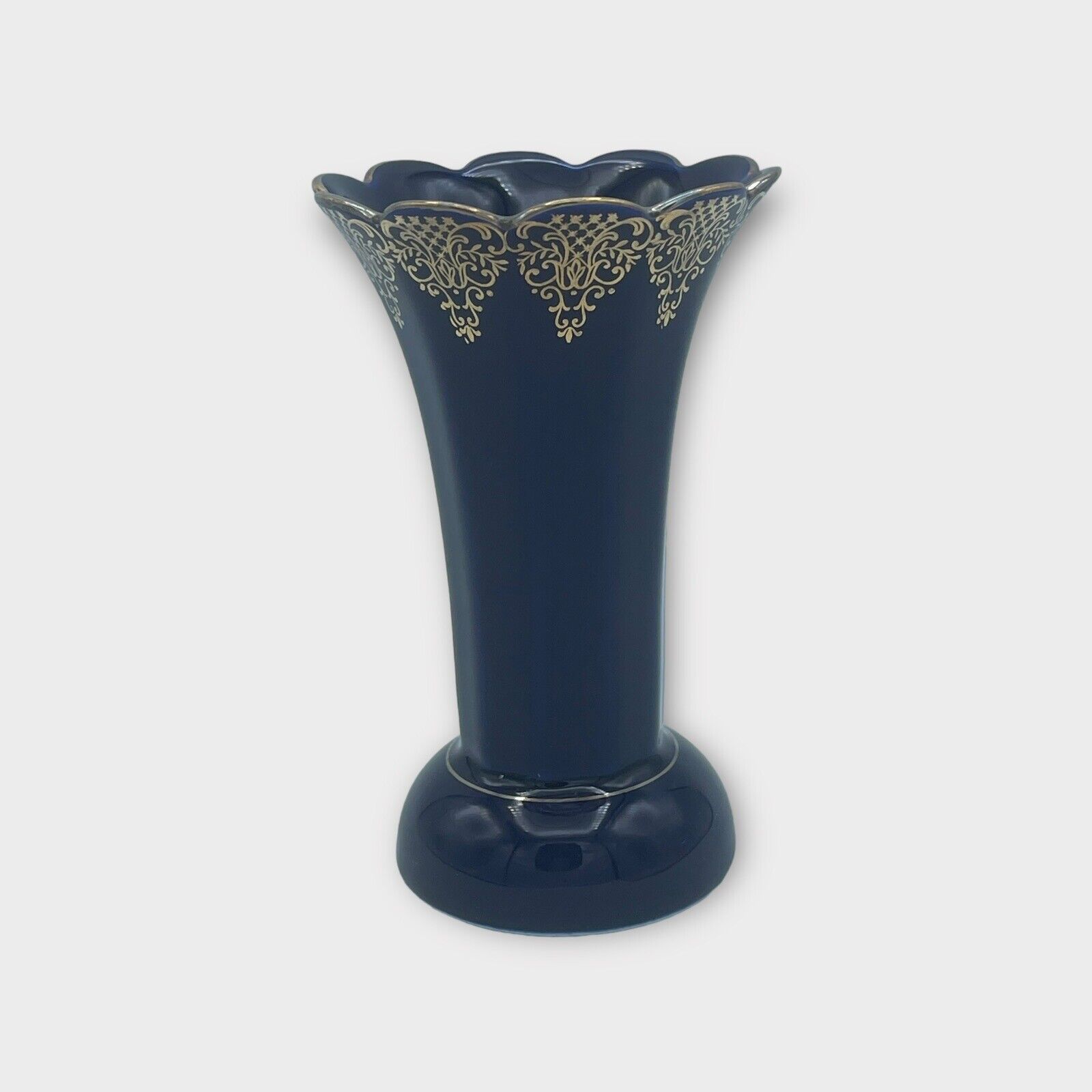 Vintage Echt Cobalt Vase Flared Bareuther Waldsassen Handarbeit Germany