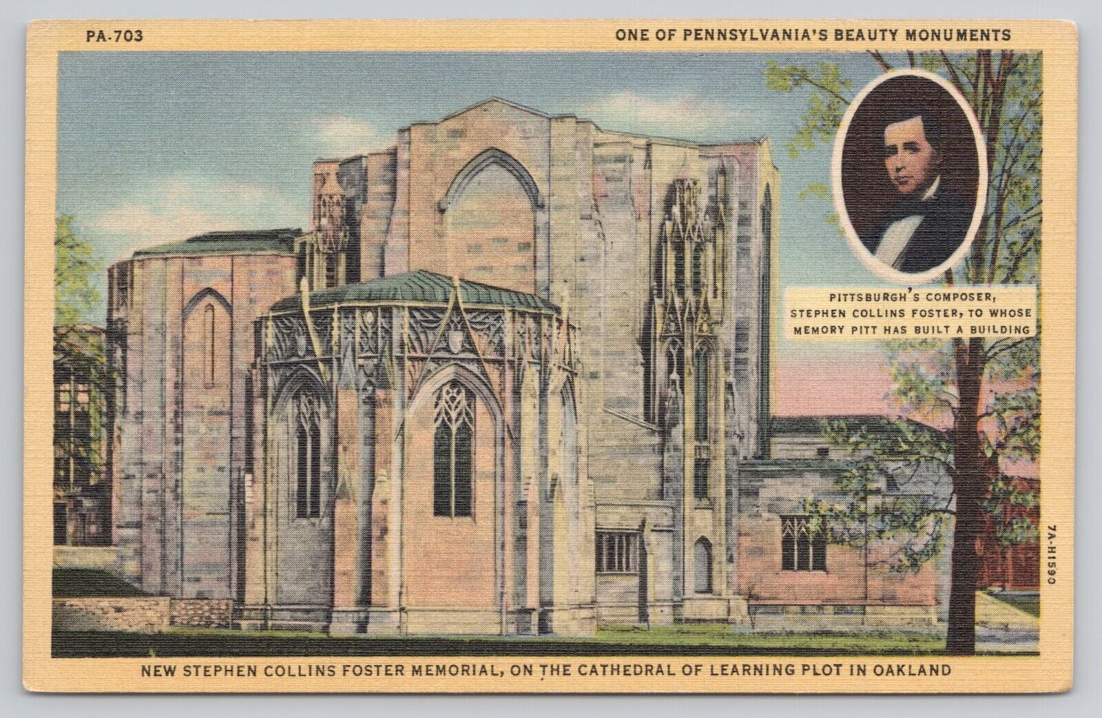 Postcard Stephen Foster Memorial Cathedral Learning Pittsburgh Pennsylvania