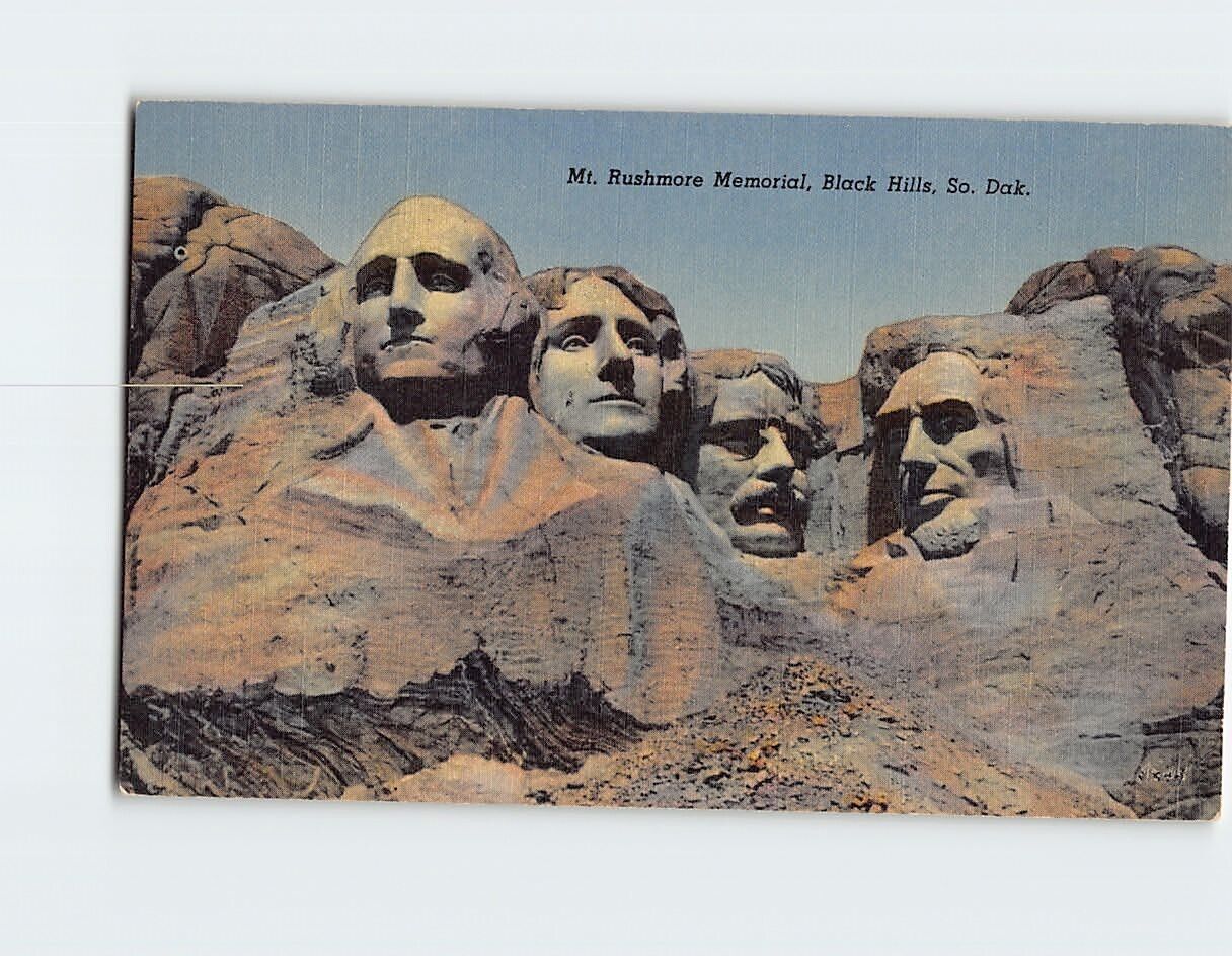 Postcard Mt. Rushmore Memorial Black Hills South Dakota USA