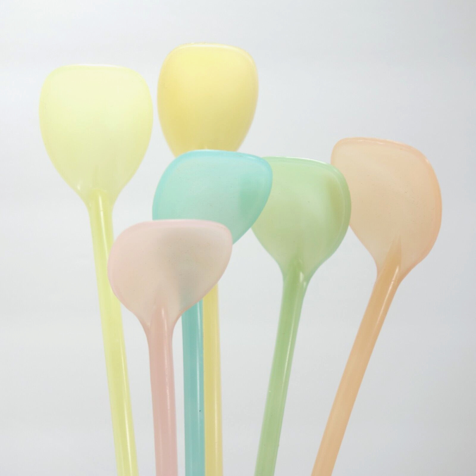 Set of 6 Vintage Tupperware Long Spoons Iced Tea Float Cocktail Pastel Colors
