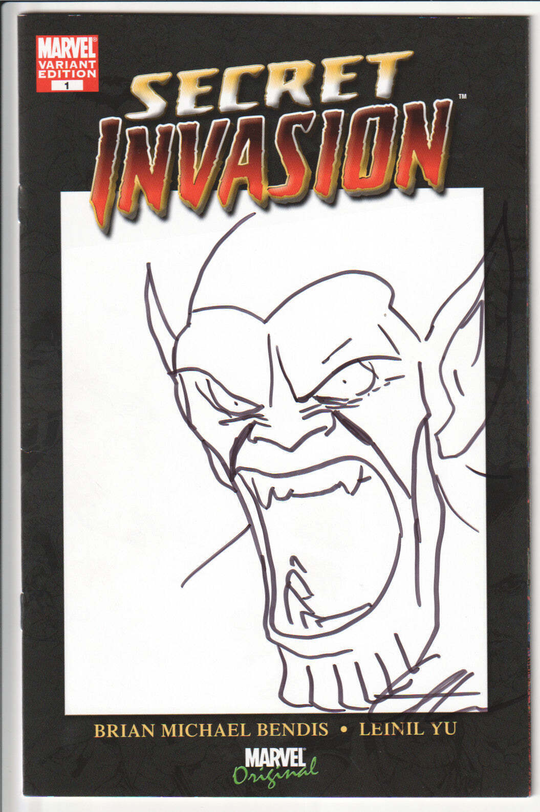 Secret Invasion #1 Signed by Greg Horn w/sketch VF COA 1516/5000