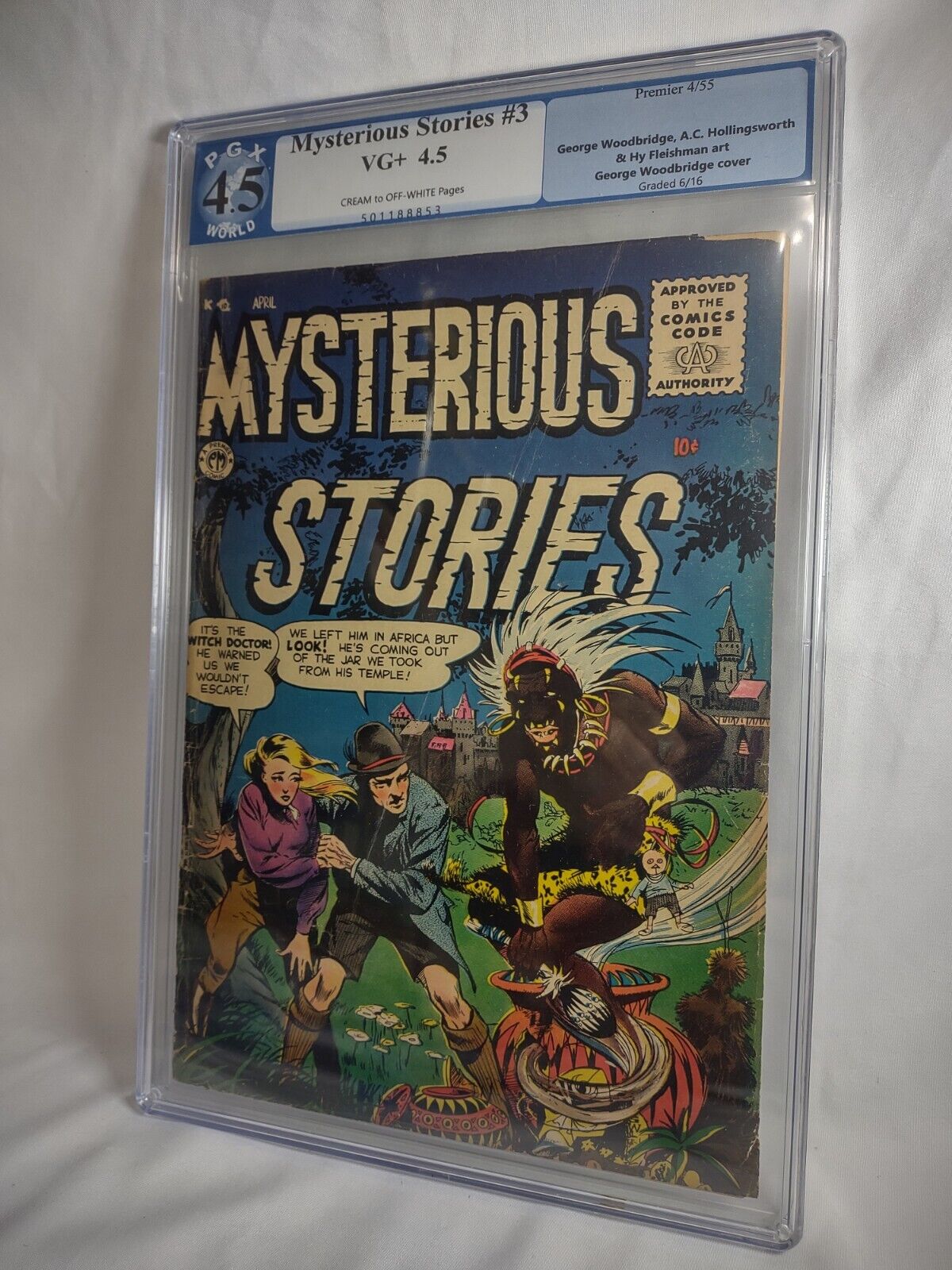 RARE 1955 MYSTERIOUS STORIES #3 WITCH DOCTOR COVER PGX 4.5 GRADED COPY ~NICE~