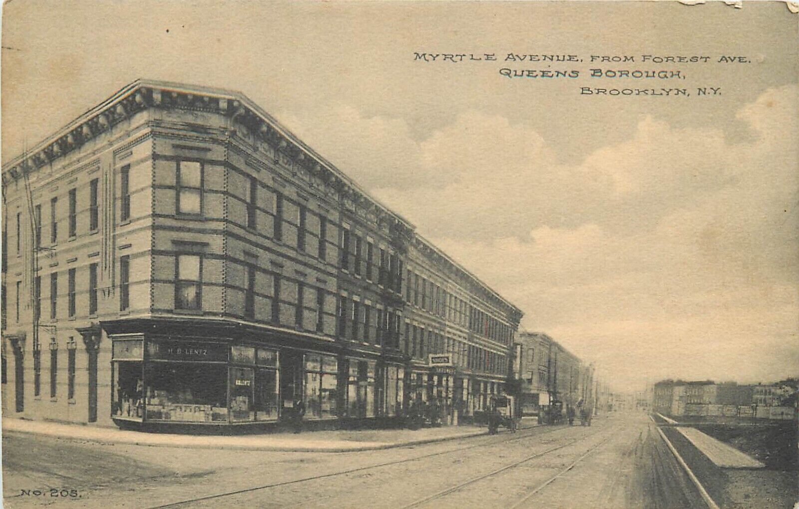 Myrtle Avenue From Forest Avenue, Queens Borough, Brooklyn, NY Postcard