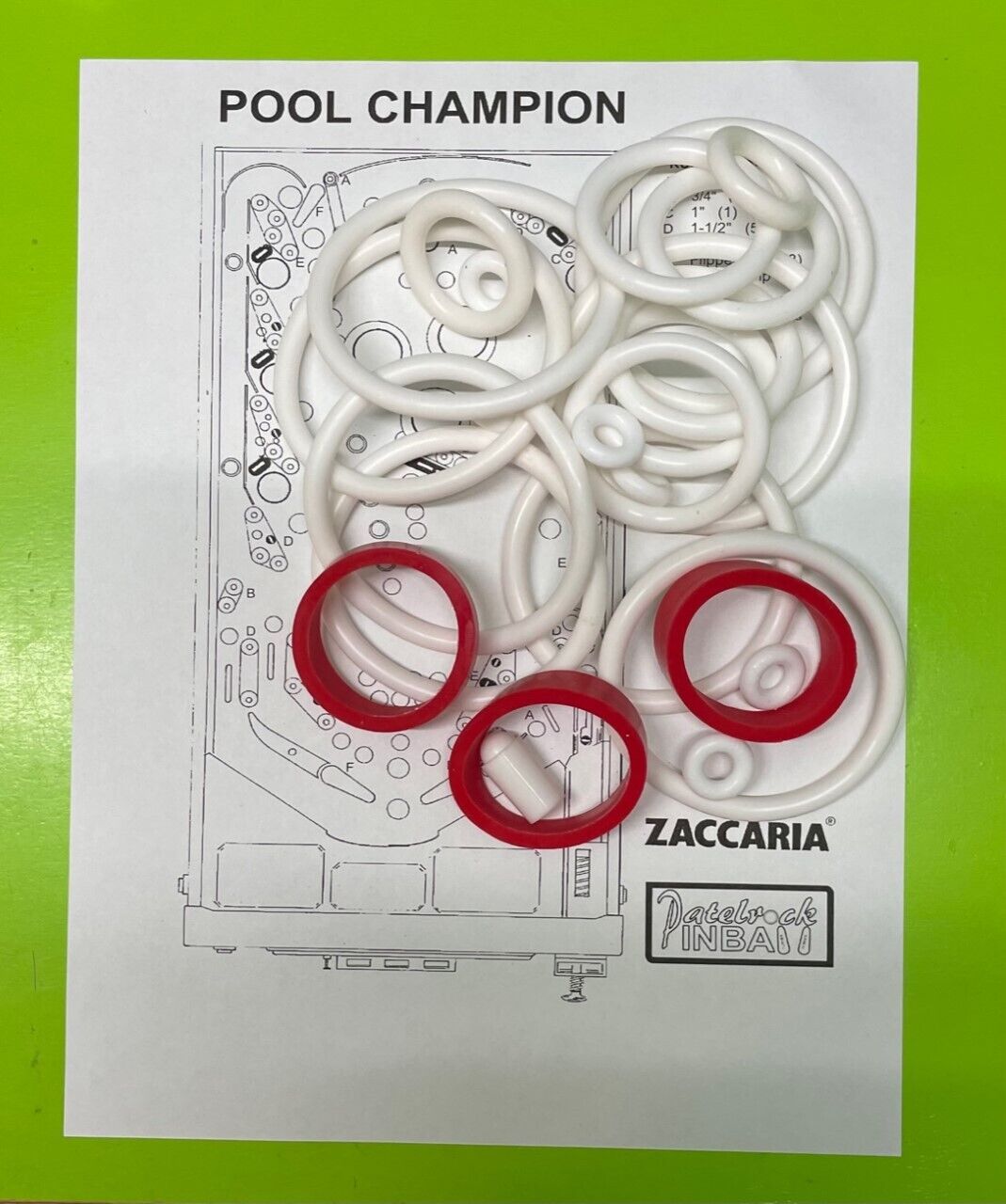 Zaccaria Pool Champion pinball SILICONE / RUBBER ring kit