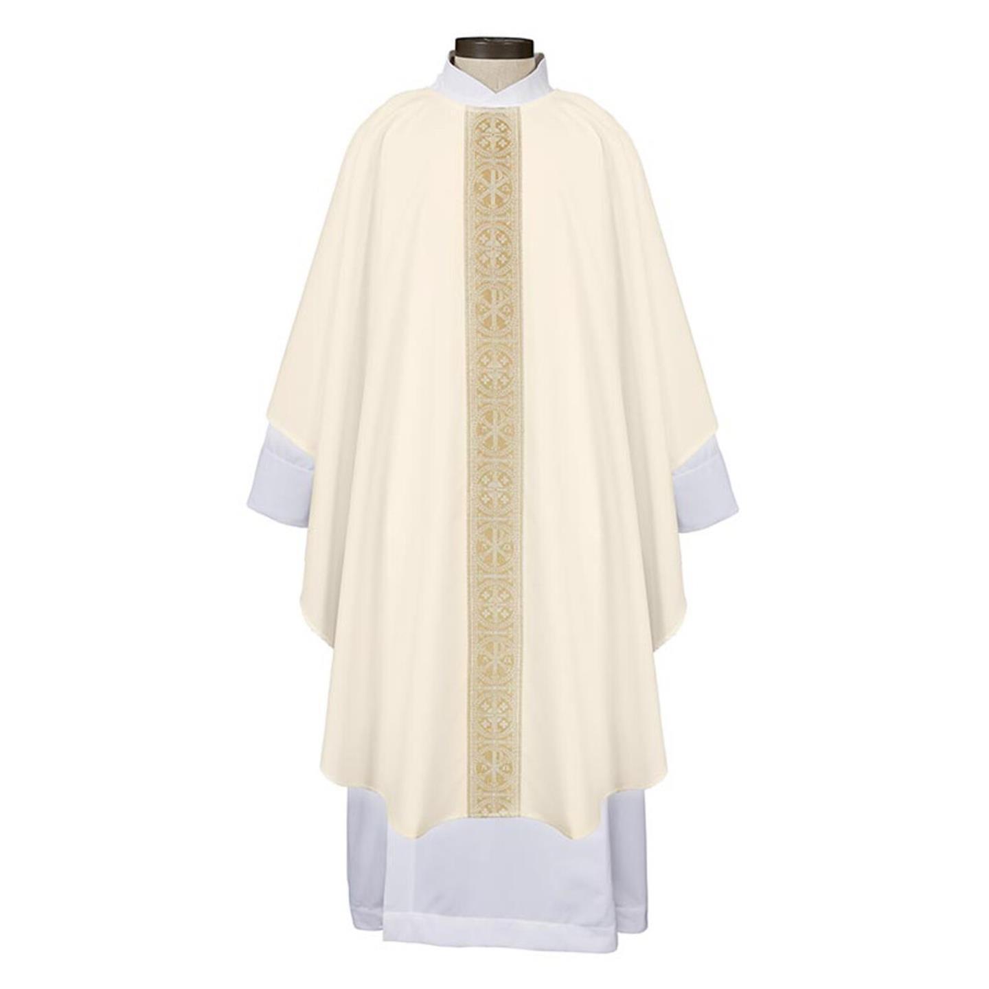 Off White Polyester San Damiano Collection Seasonal Chasuble Vestment 59 x 51\