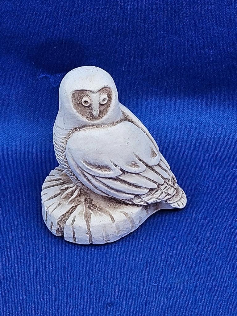 Vtg Marble Works White Barn Owl Figurine 1985 Cleveland, Ohio Animal Bird 3\