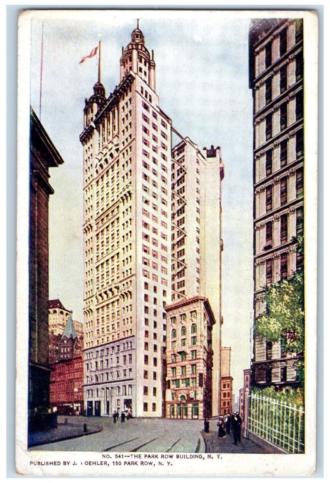 c1905 Scene at Street in The Park Row Building Park Row New York NY Postcard