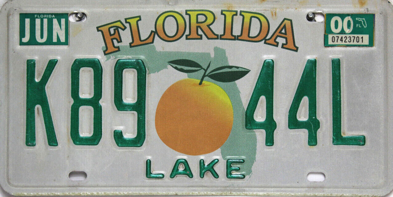 Florida License Plate Double Orange / Orange Original US License Plate