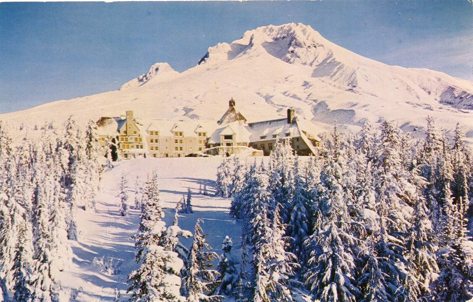 Timberline Lodge at Mount Hood, Oregon winter vintage unposted