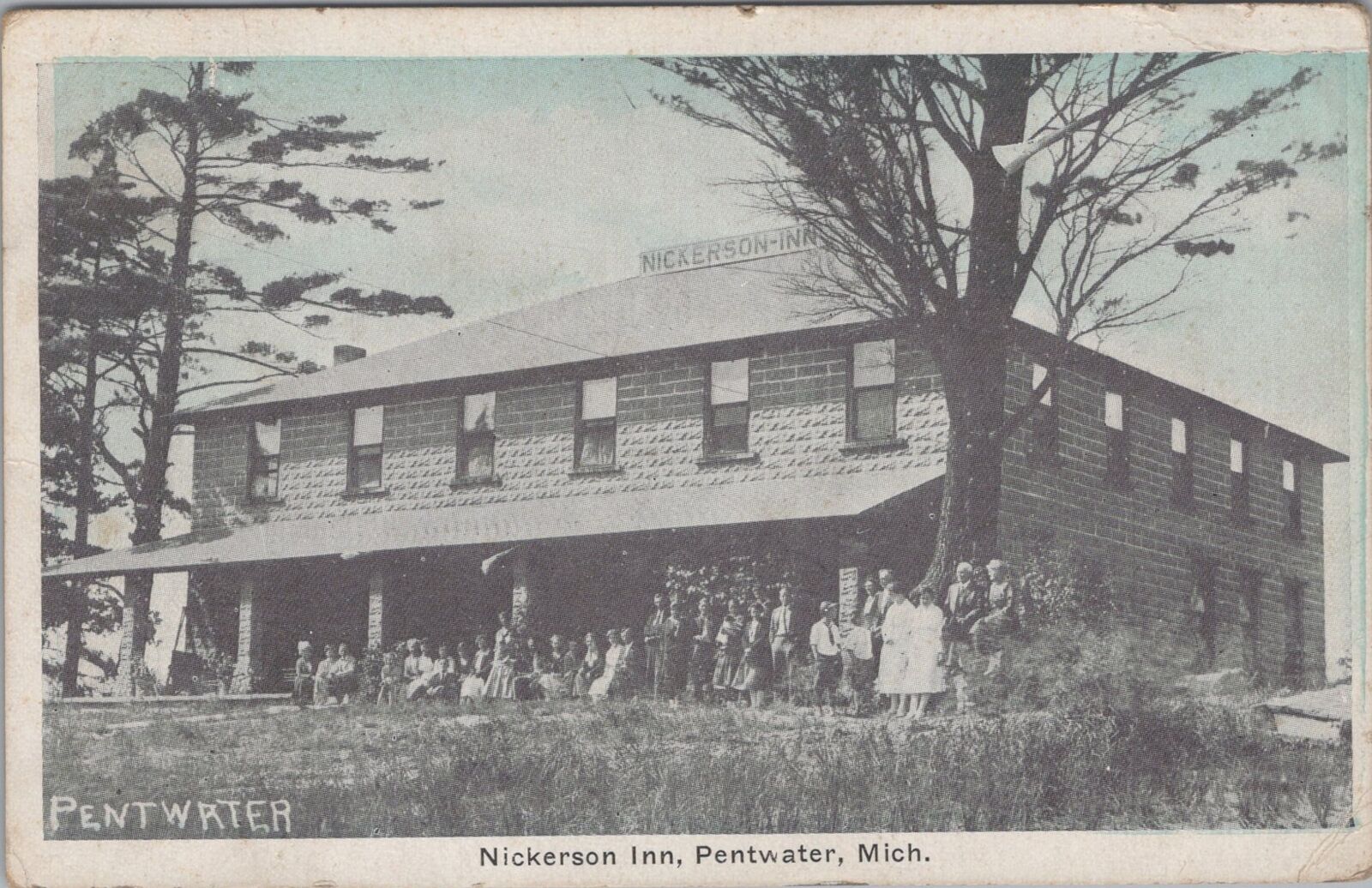Nickerson Inn, Pentwater, Michigan c1920s RPO PM Auburn Postcard