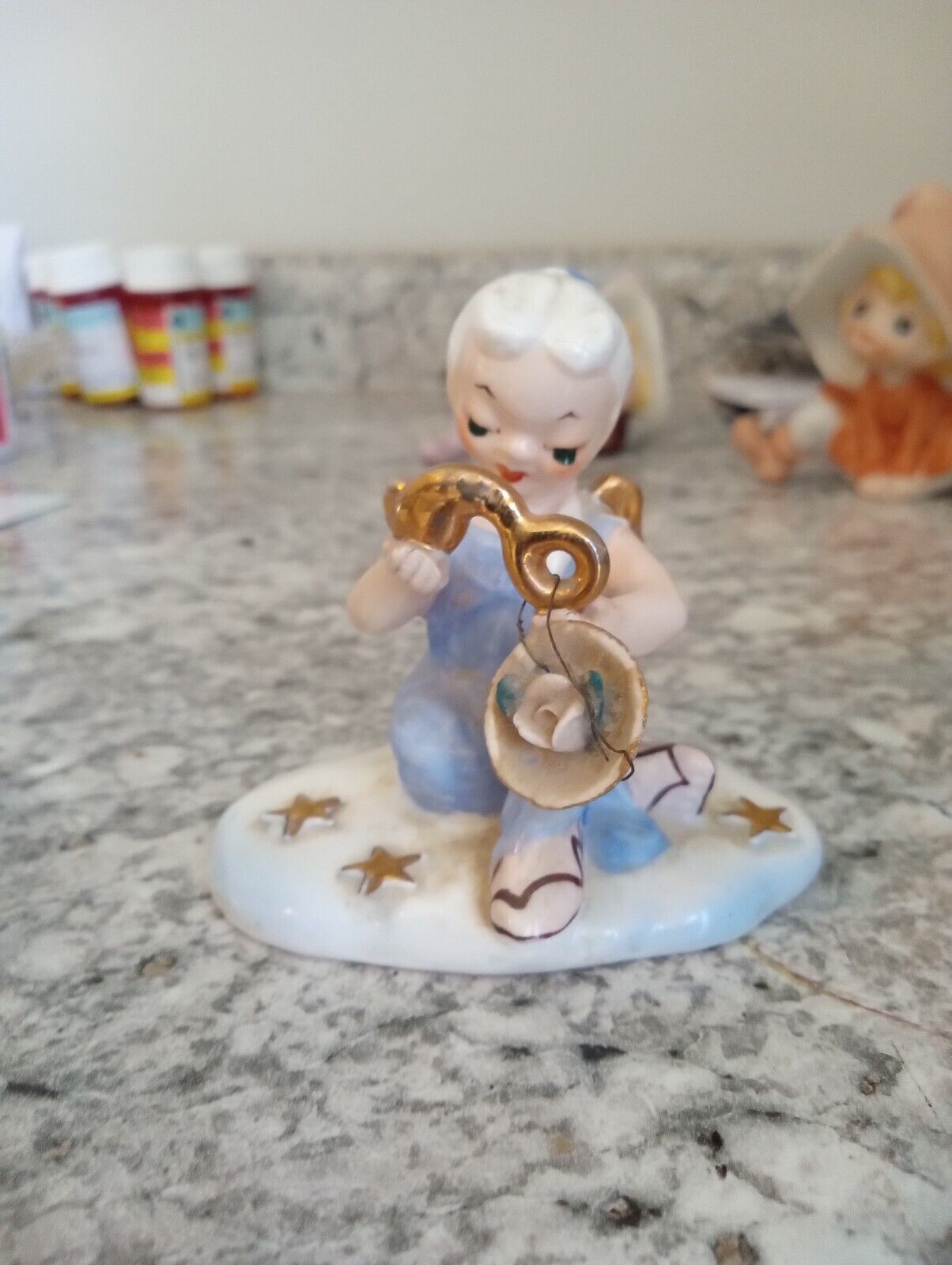 Vintage Your Lucky Star Guardian Angel Figurine Libra Napco MINT