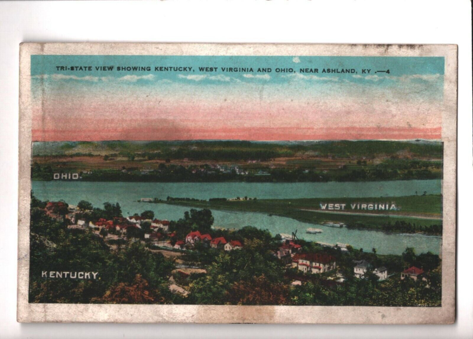 Postcard Ashland KY Tri-State View Of Kentucky West Virginia & Ohio