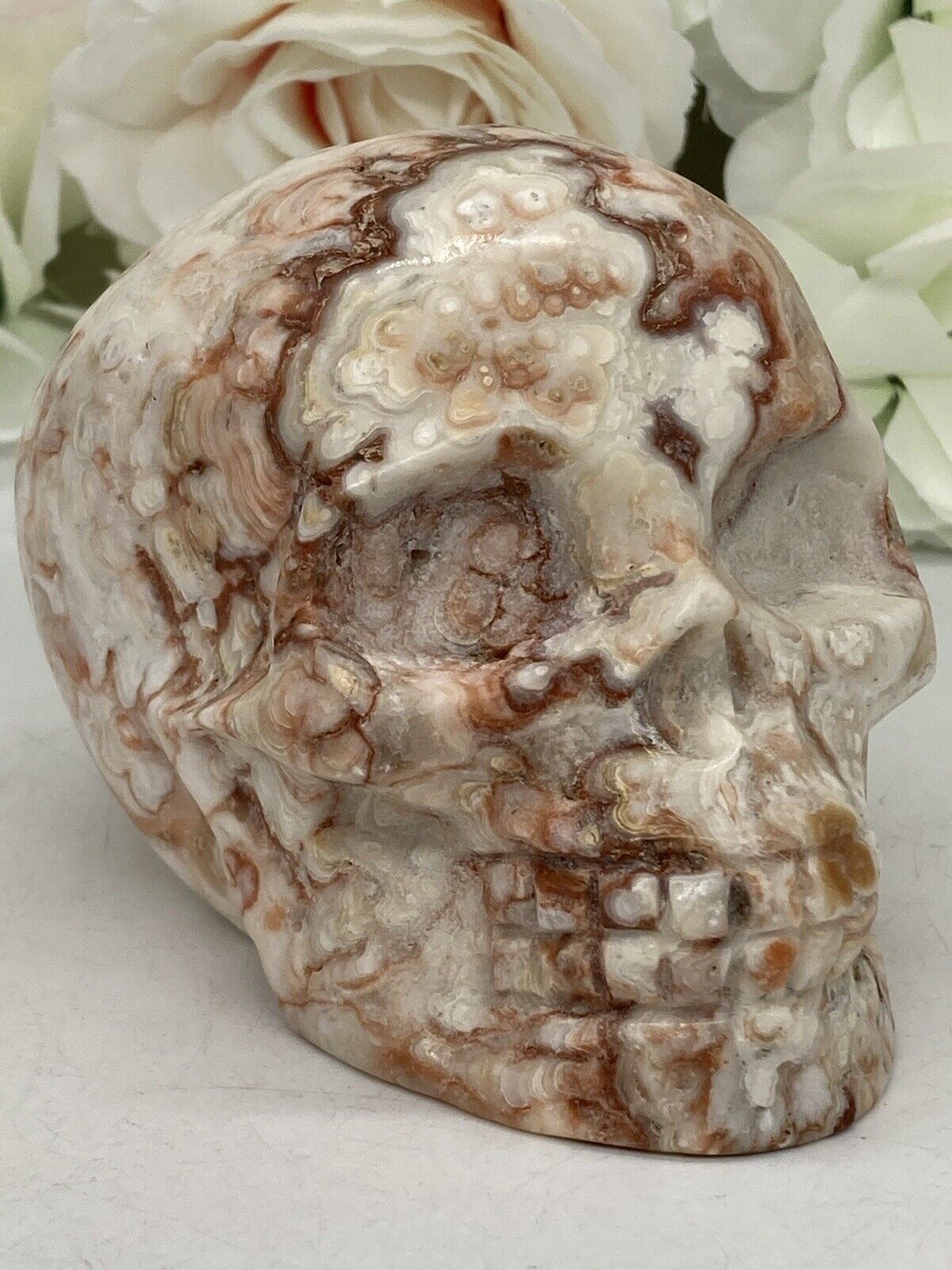 Amber Calcite 1.230g Large Stunning￼Crystal Skull H8.8cm W8.6cm D12.6cm