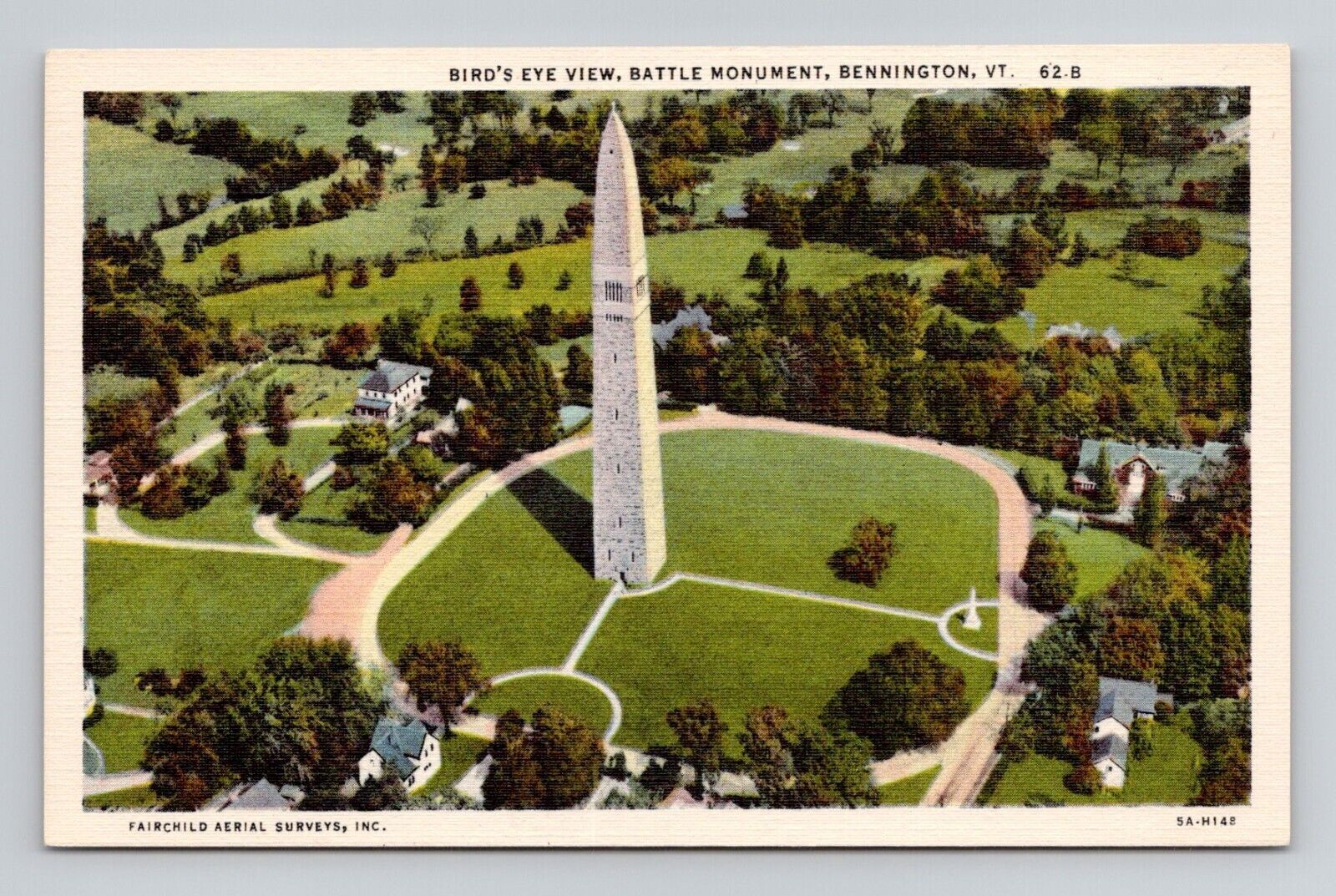 Postcard Battle Monument Bennington Vermont VT, Vintage Linen O4
