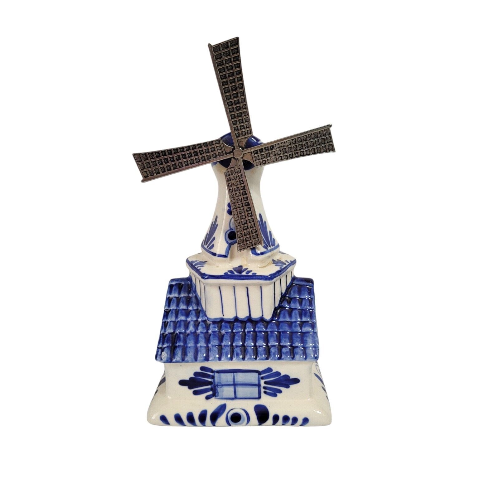 Vintage DELFTS BLUE Windmill (Coin Bank. (Made In Holland ) Signed At Bottom.