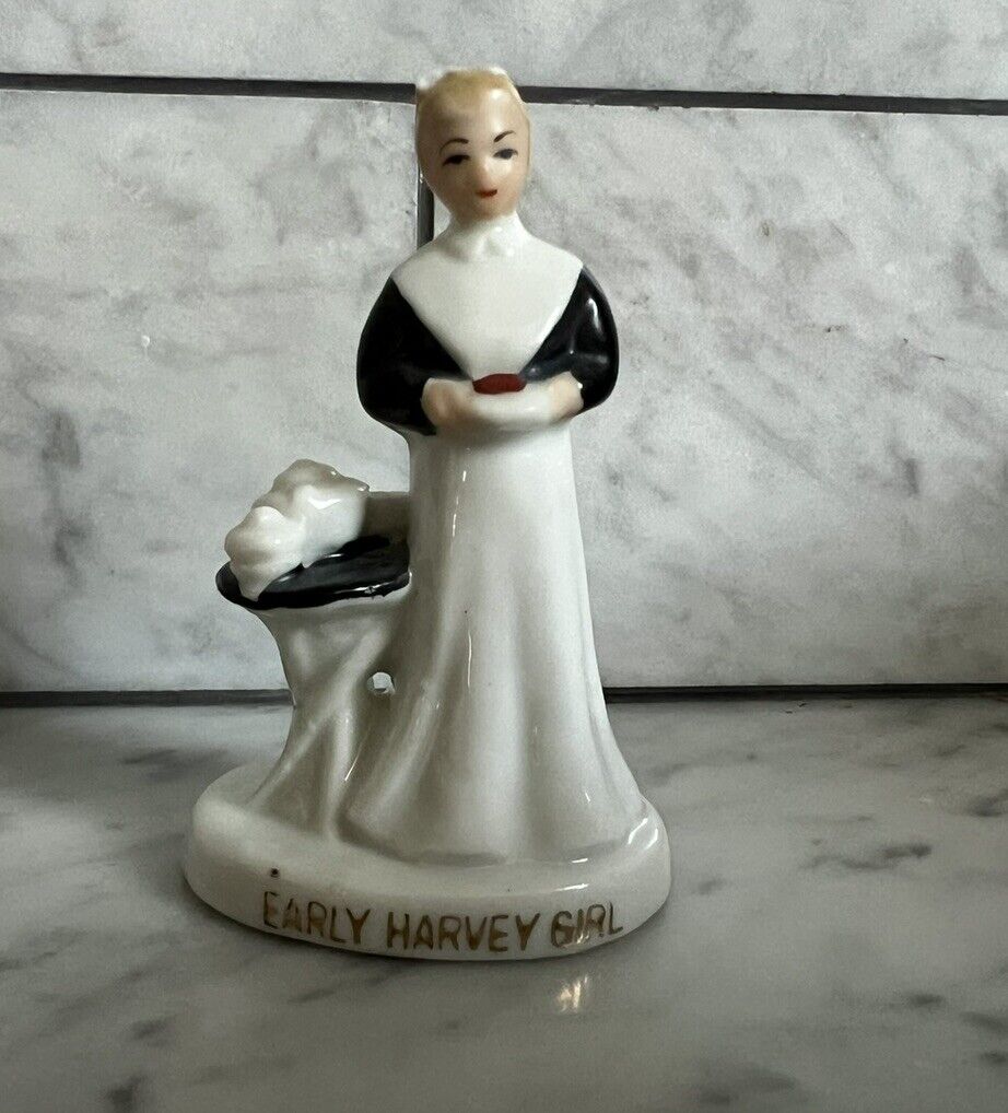 Vintage Early Harvey Girl Porcelain Figurine Restaurant Waitress 3” Japan