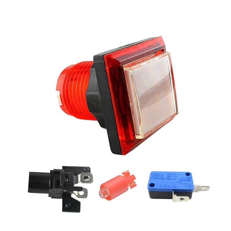 33*33mm Transparent Arcade Square Push Button Illumilated LED With Microswitch f