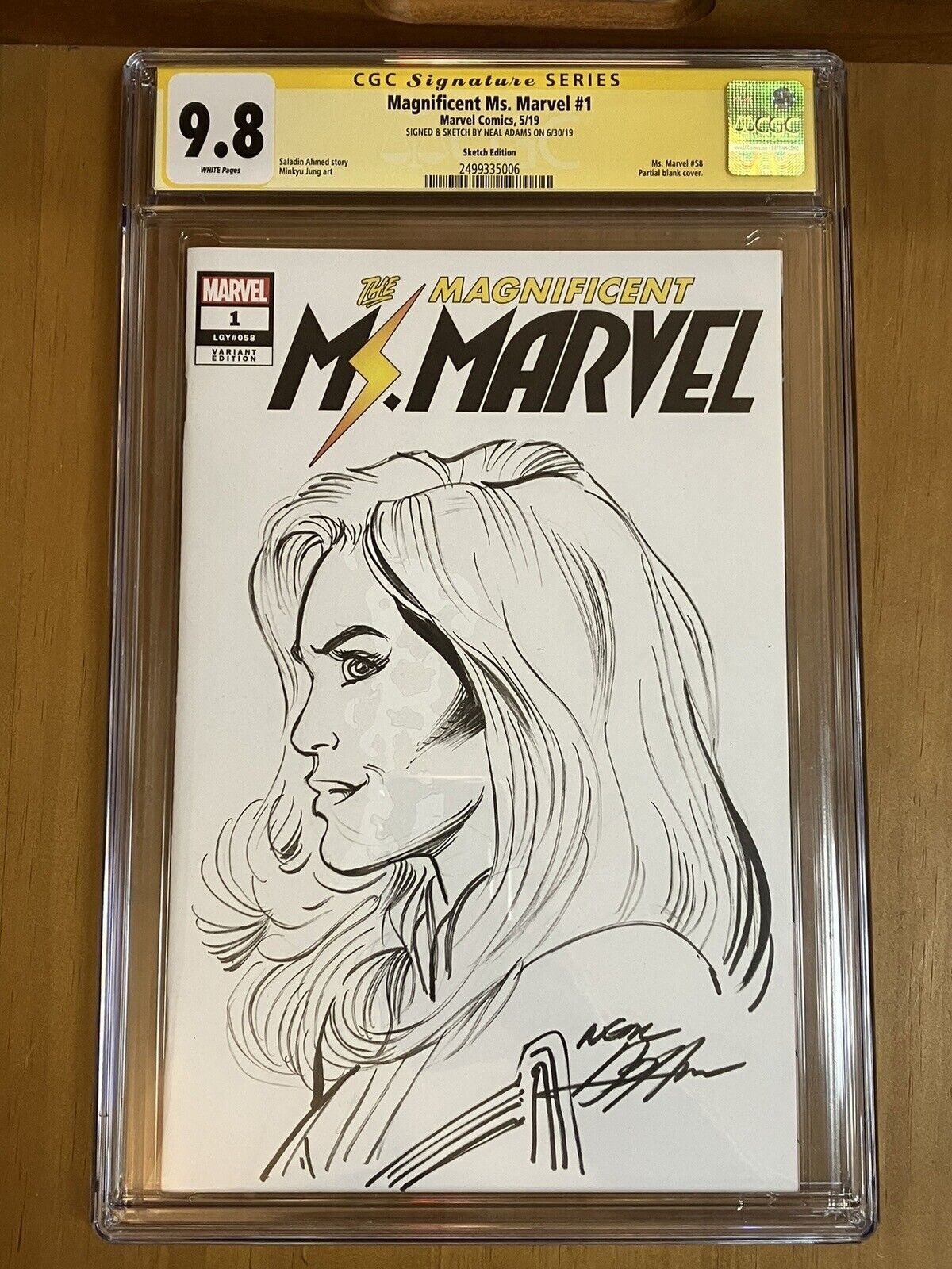 CGC 9.8 Magnificent Ms. Marvel #1 Marvel Comics 5/19 Signed Sketch 2019 Variant