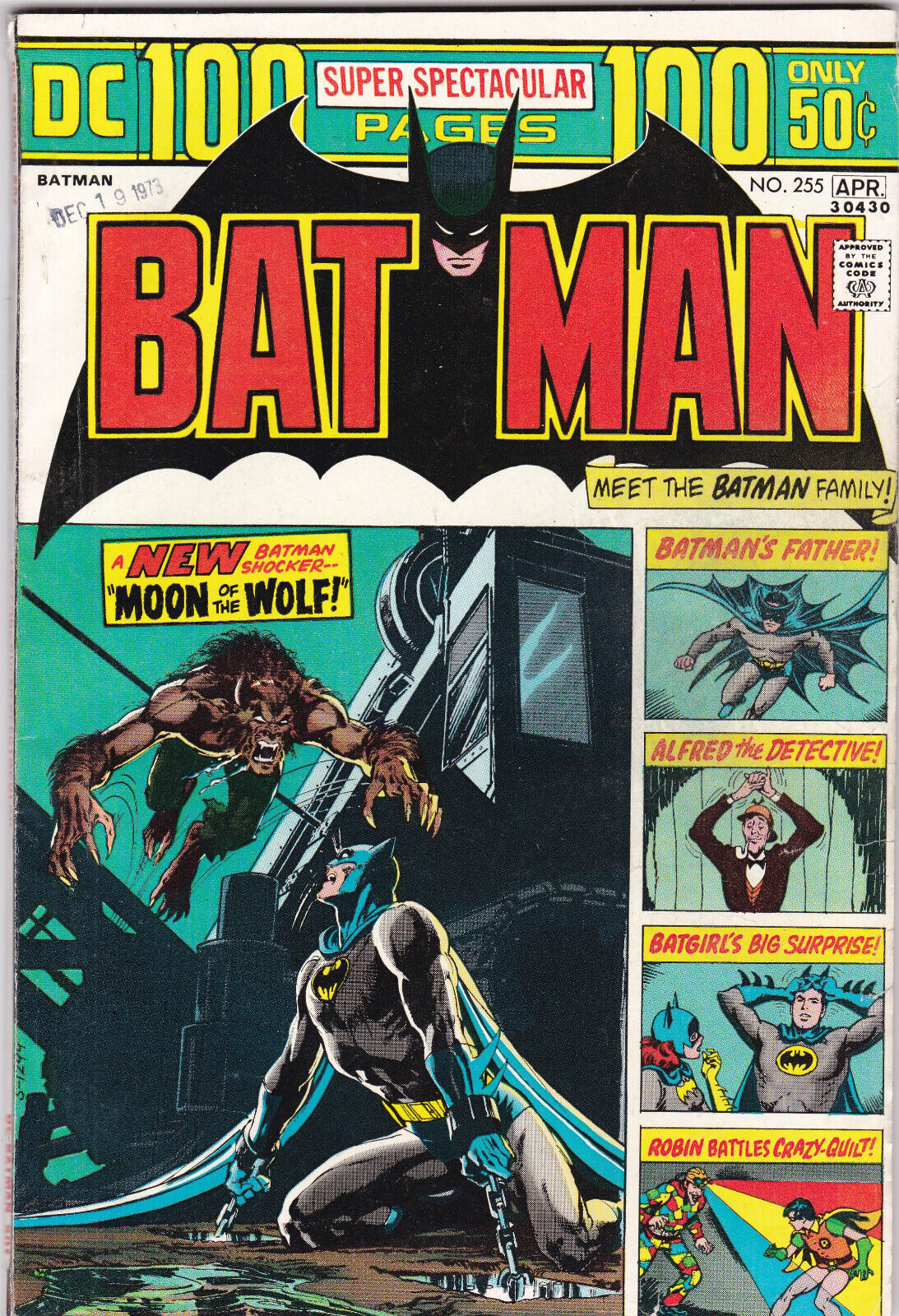 BATMAN #255 8.0 VF 100 PAGE GIANT NEAL ADAMS COVER & ART 1ST ANTHONY LUPUS 1974