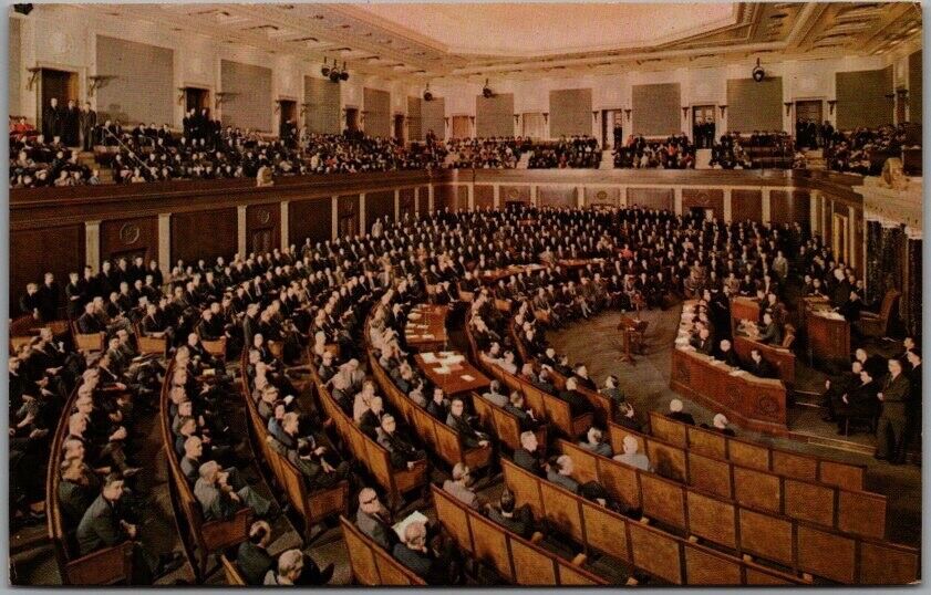 1964 U.S. House of Representatives Postcard U.S. Capitol Chamber Interior Unused