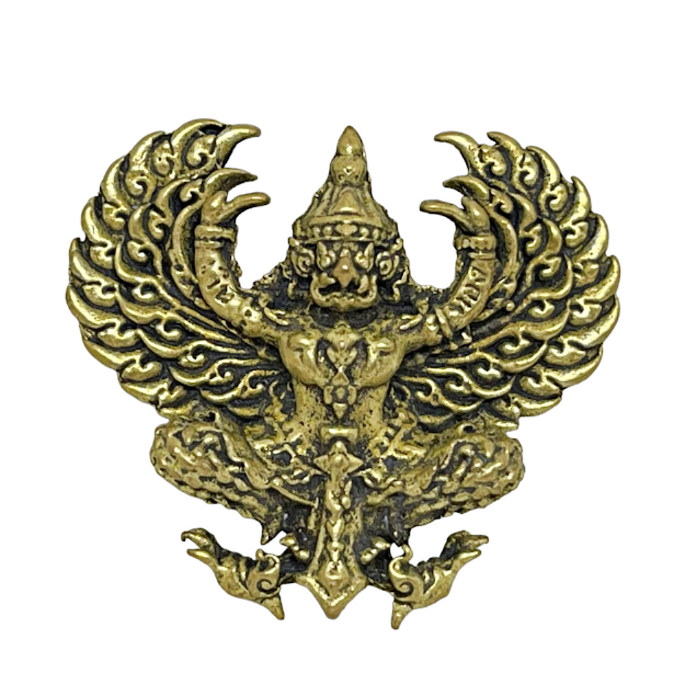 Lord Garuda Krut Eagle Bird Deity Mount of Vishnu Hindu Amulet Brass Statue #2