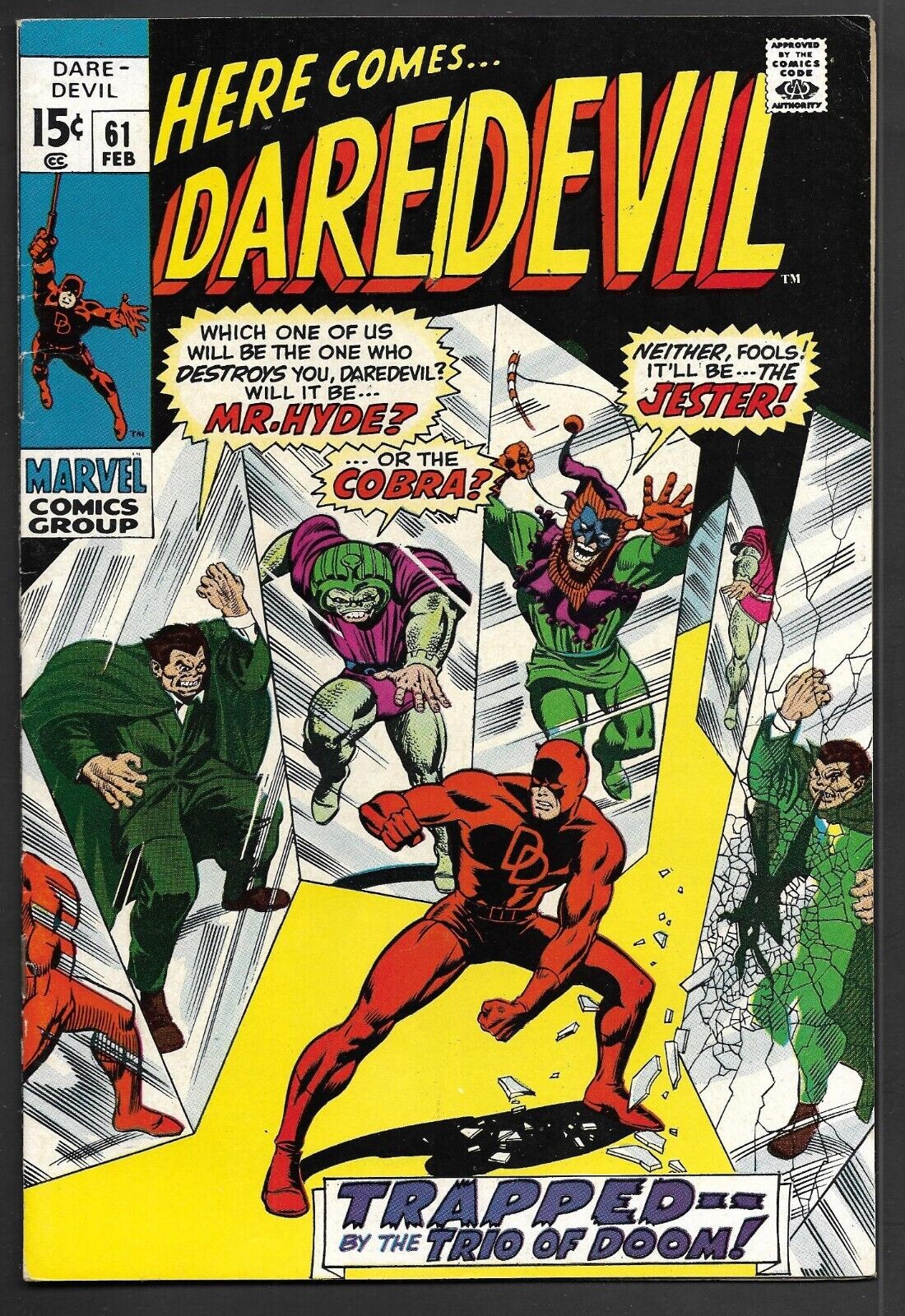 Marvel DAREDEVIL No. 61 (1970) Mr Hyde Cobra Jester Trio of Doom VF