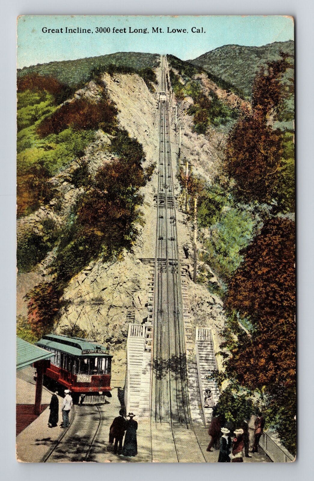 Mt. Lowe CA-California, Great Incline, 3,000 Feet, Vintage Postcard