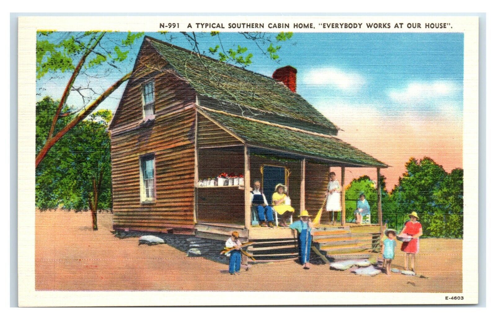 Postcard A Typical Southern Cabin Home \