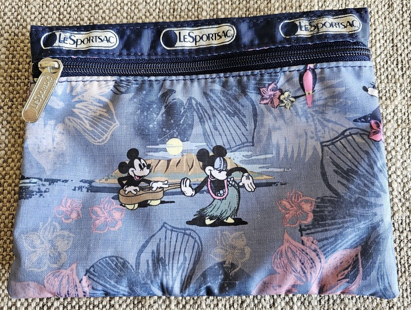 LeSportSac Mickey Minnie In Hawaii Disney Paradise Zippered Pouch Make Up Bag