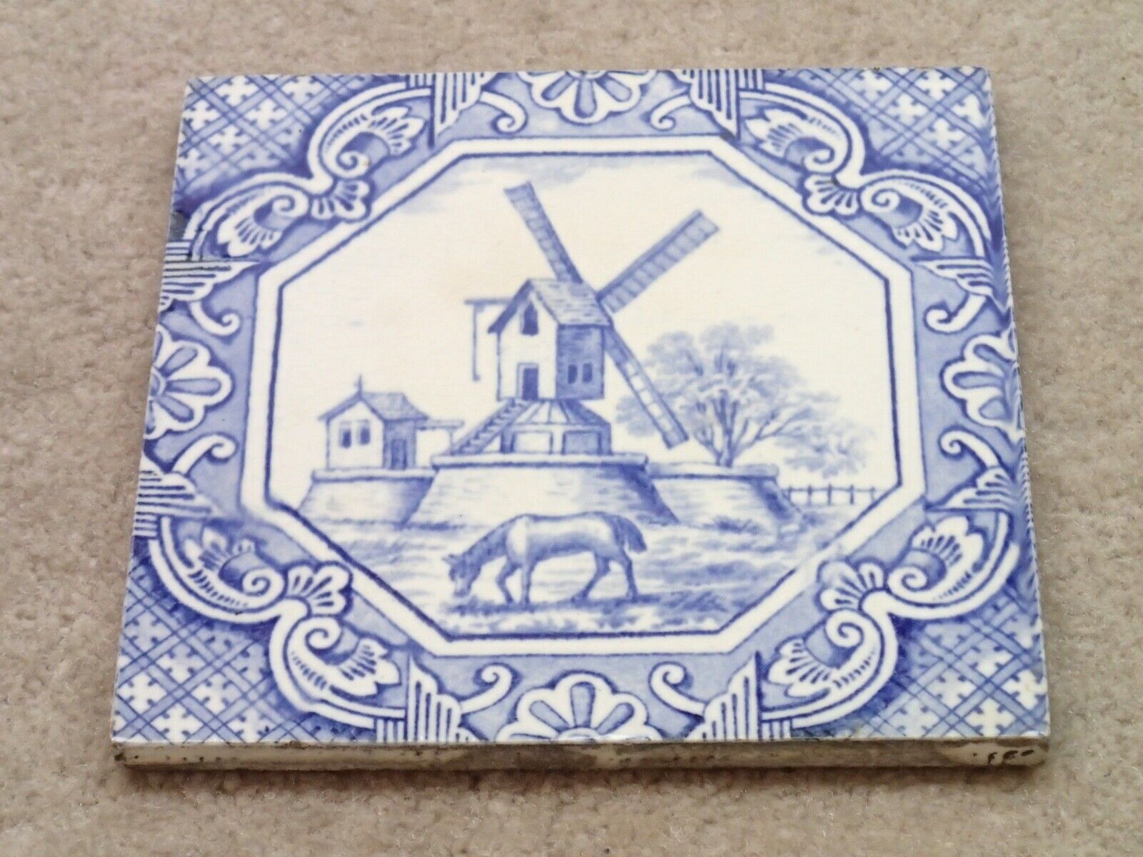 Minton Hollins Trent No 2 Vintage 6 x 6 Tile Windmill Scene Estate Item Survivor
