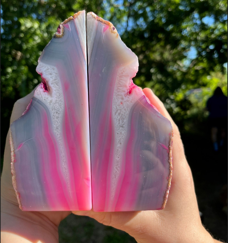 2.715kg, Large, Beautiful Pink, Brazilian Agate Bookend Pair,