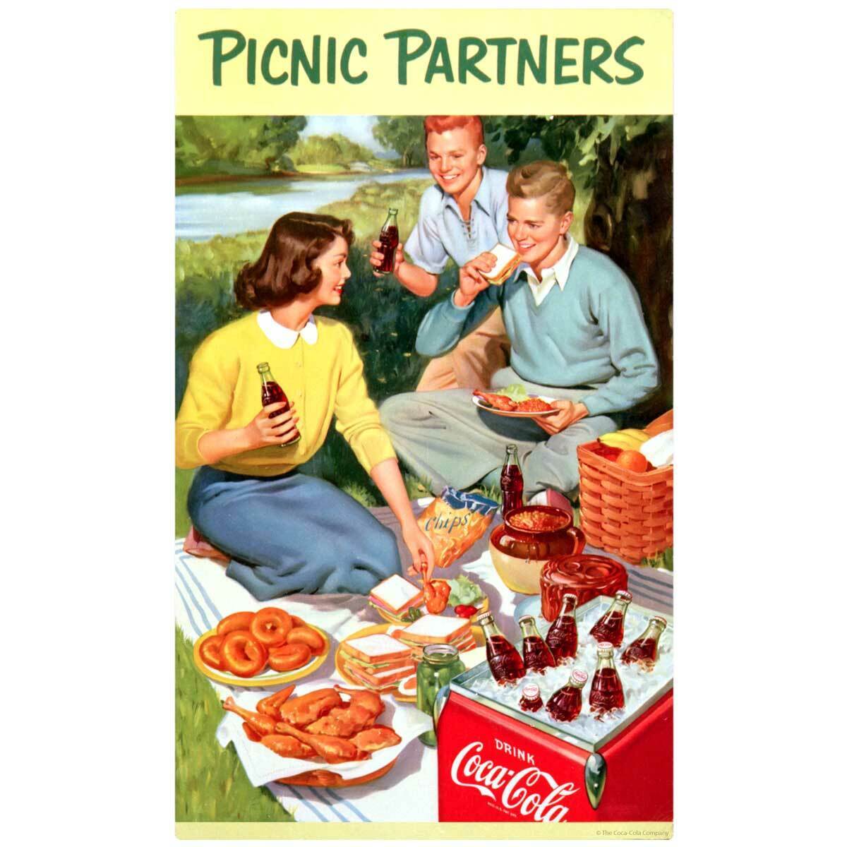 Coca-Cola Picnic Partners 1950s Wall Sticker Wall Art Decal 9 x 14