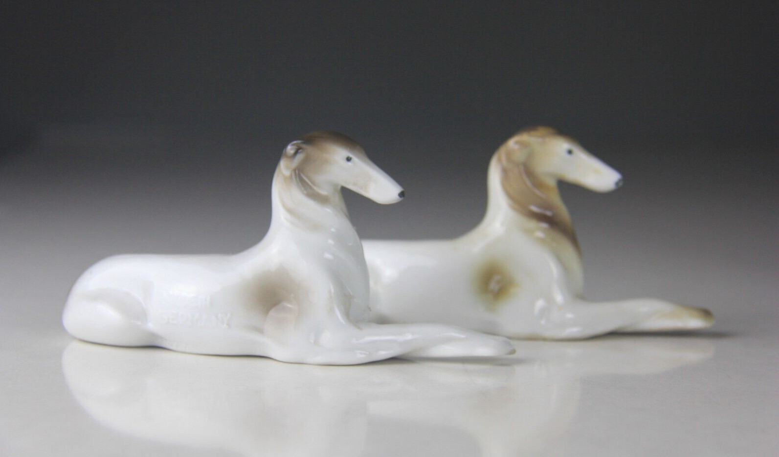 Pair of Borzoi Russian Wolfhound Dog Porcelain Figurine Made in Germany