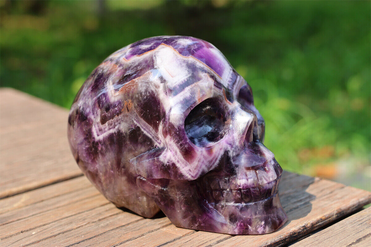 Top 0.99kg Natural Dream Amethyst Carved Crystal Skull Crystal Reiki specimen.