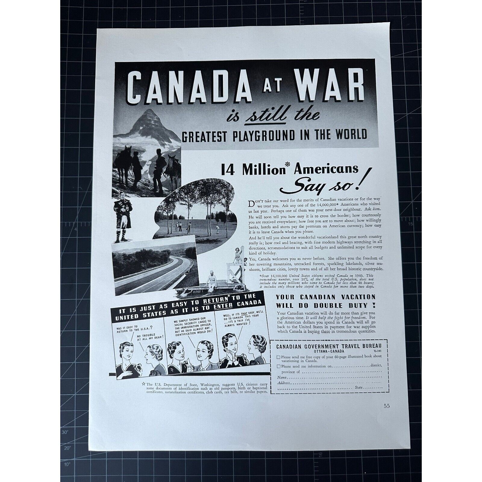 Vintage 1940s Canada Travel WWII Print Ad