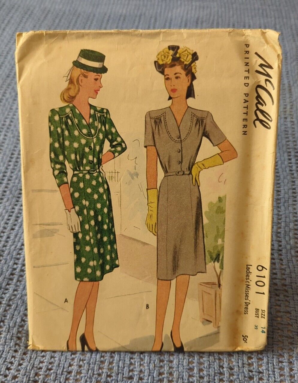 Vintage McCALL Printed SEWING PATTERN Dated 1945 #6101 ~ LADIES & MISSES DRESS