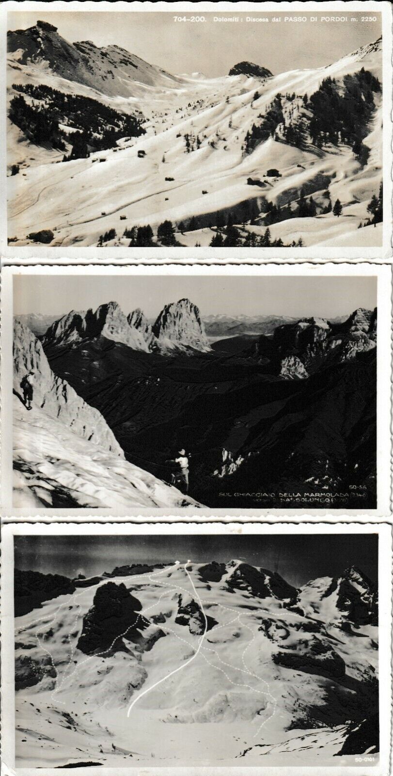 Lot of 3 Vintage RPPC Real Photo Postcards Various Scenes in the Dolomites Italy