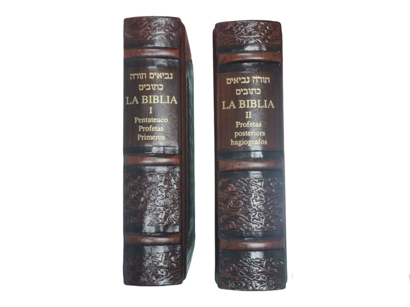 Leather BIBLE La Biblia Española Libro HEBREW SPANISH Jewish Tanakh 2 Books Book