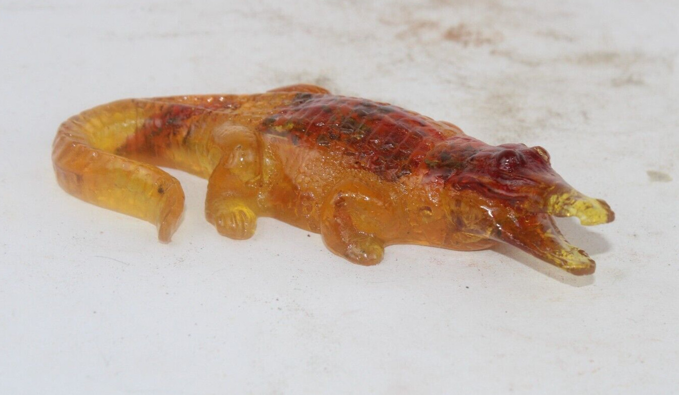 RARE ANCIENT EGYPTIAN ANTIQUE Amber Crocodile Statue (BS)