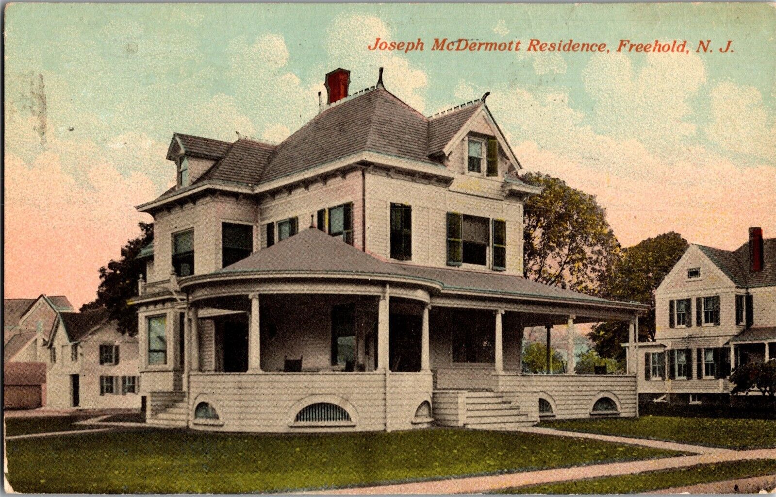 Joseph McDermott Residence, Freehold NJ c1918 Vintage Postcard K59