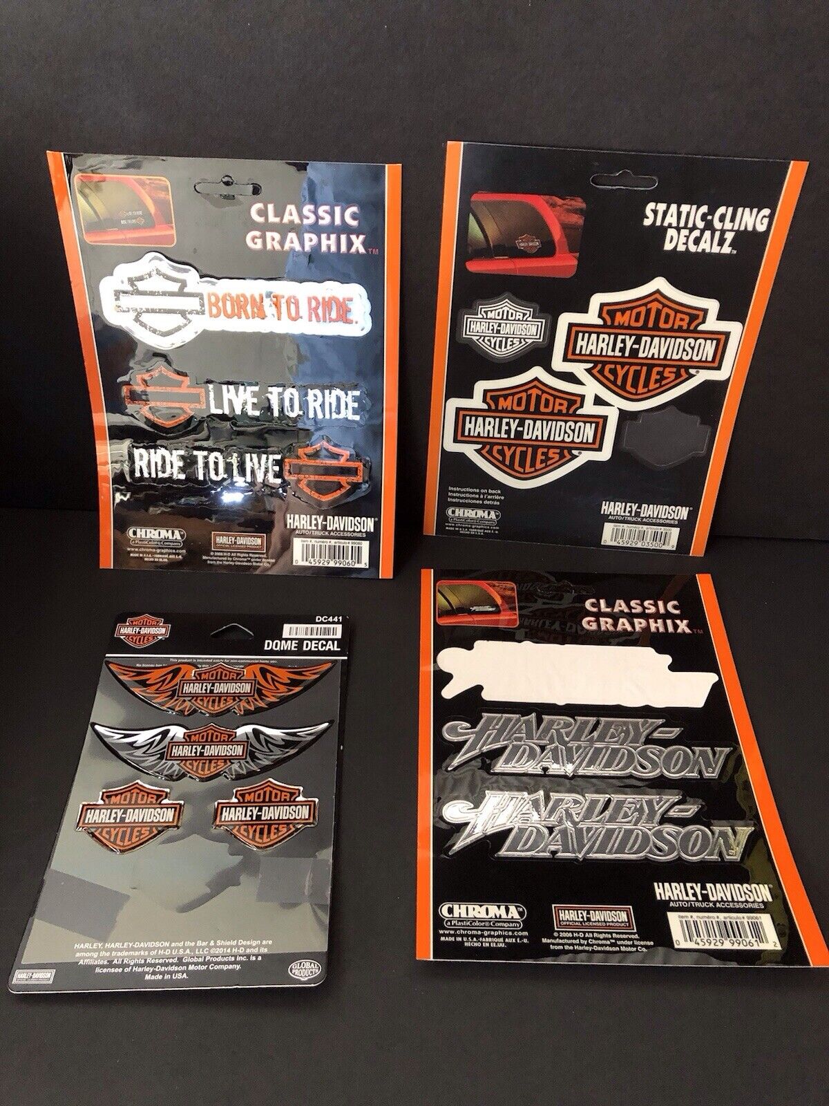 4 Sheets Of Harley Davidson Decals/Stickers