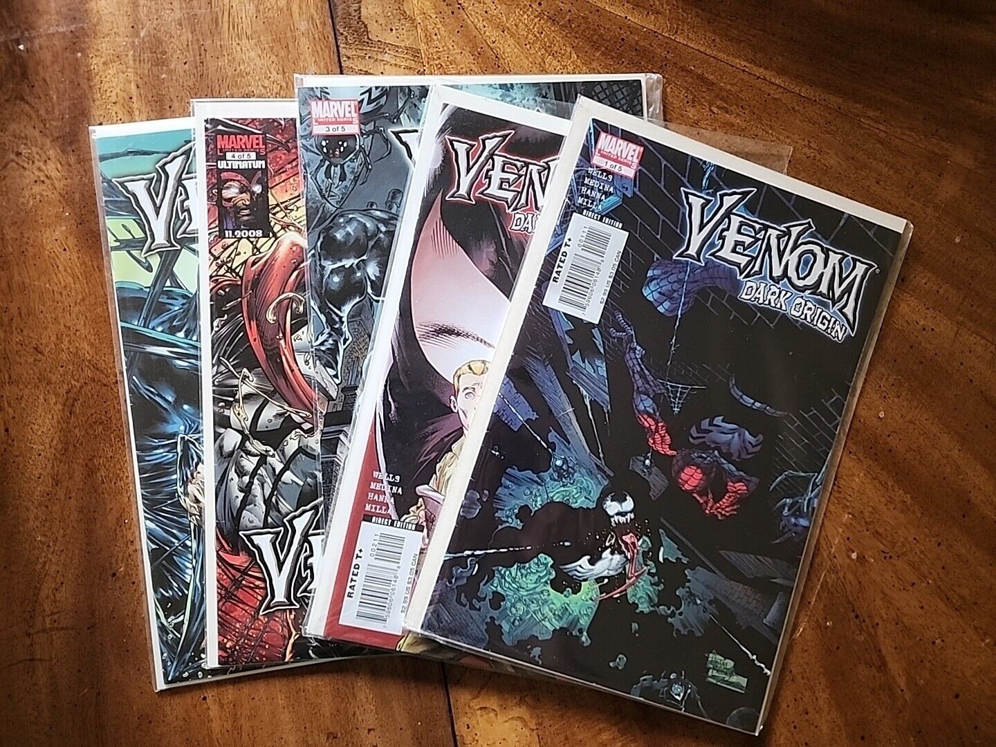 Venom Dark Origin 1-5 Complete Set Marvel Comics Mini Series 2008 VGUC