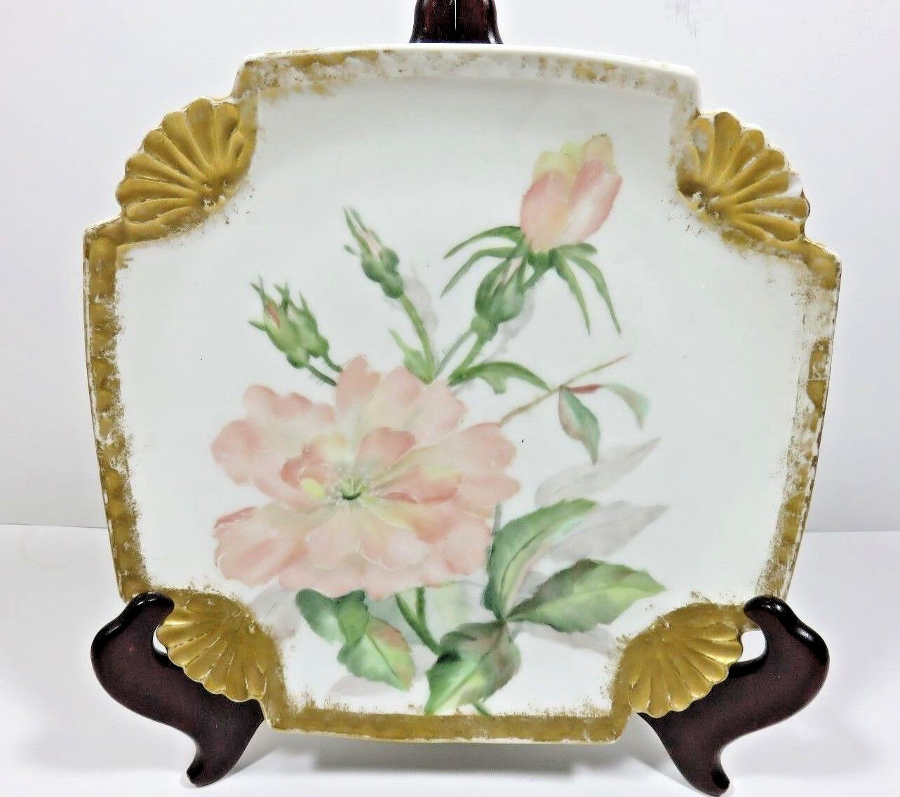  Hand Painted Porcelain Square Serving Dish circa 1889 Europe