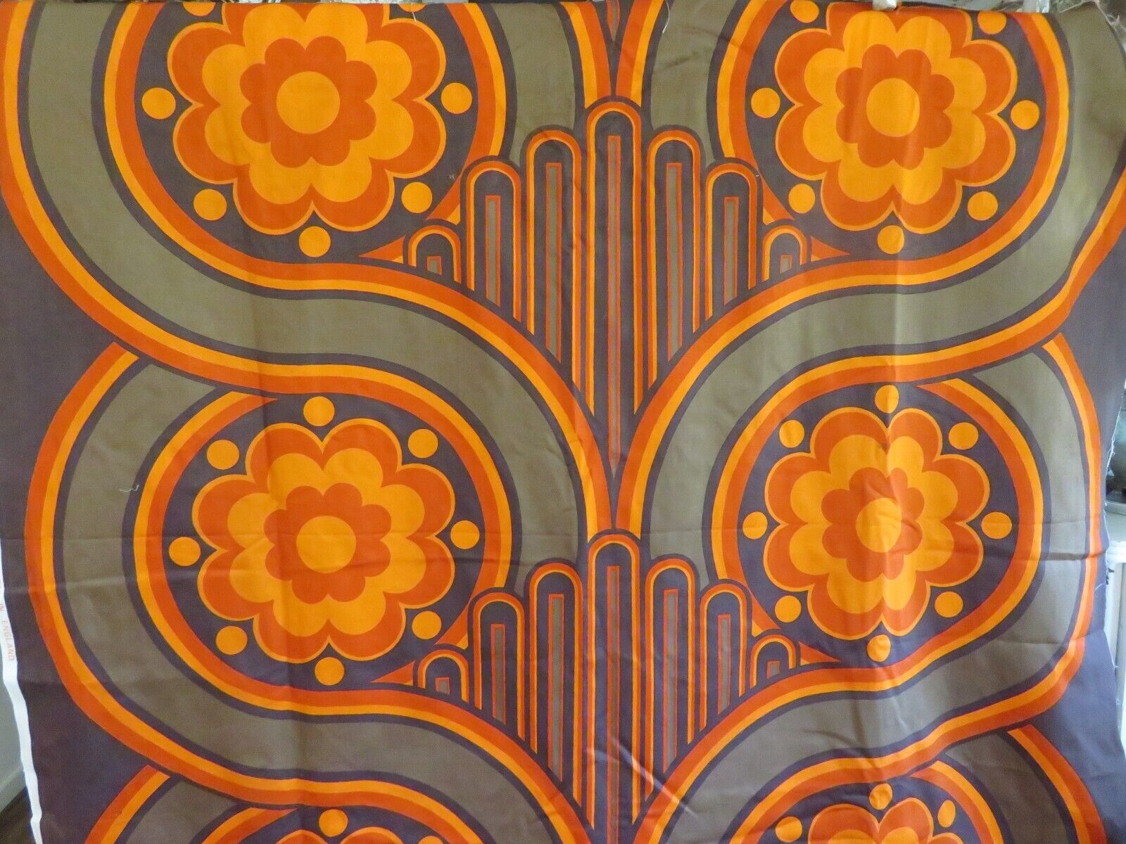 Vintage Groovy 1960's HEALS Volution Design Fabric by Peter Hall Barkcloth