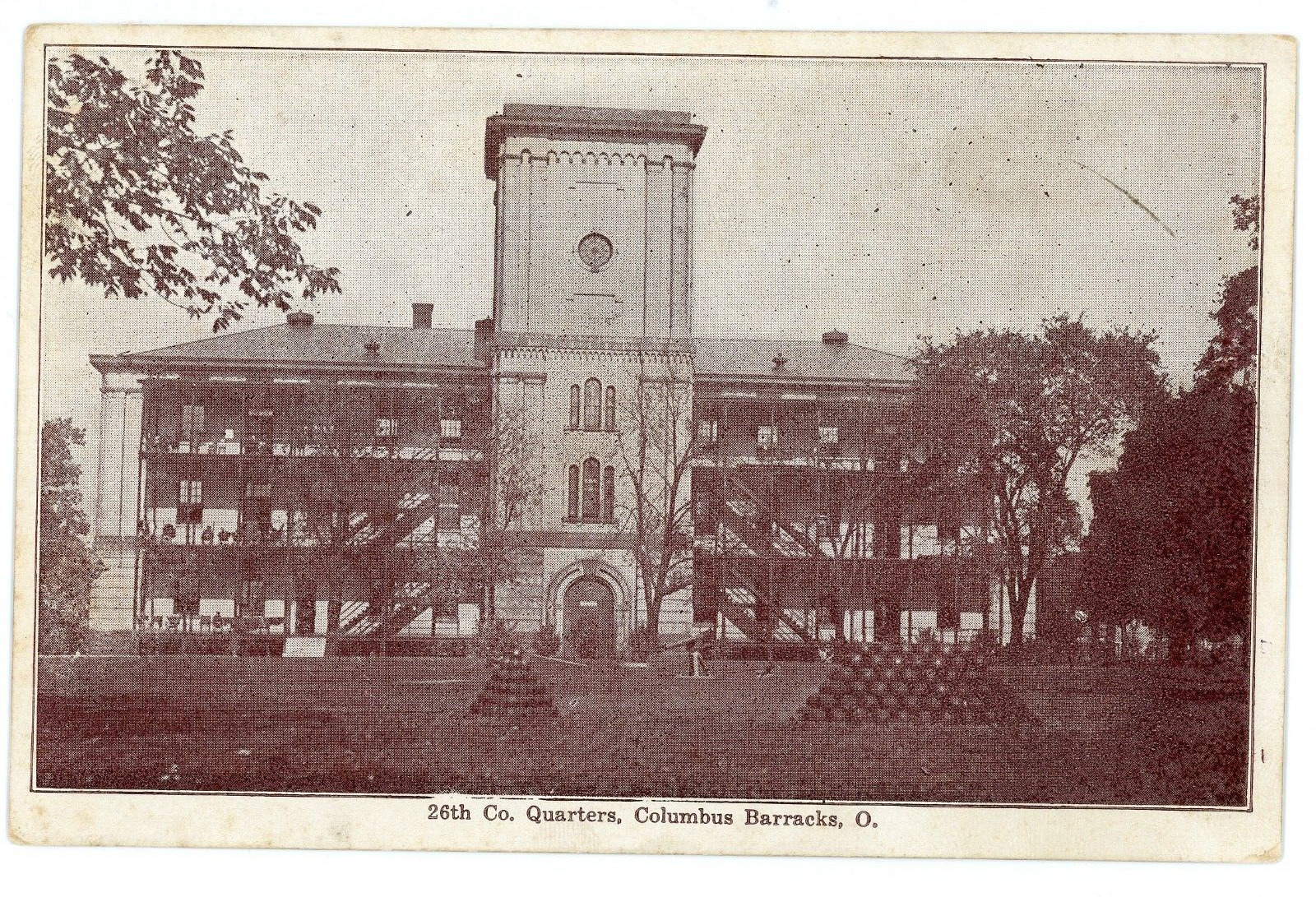 26th Company Quarters Columbus Barracks Ohio 1918 Antique Postcard
